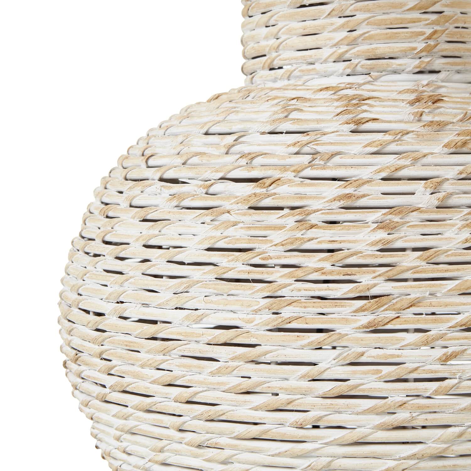 Whitewashed Wicker Table Lamp with Linen Shade