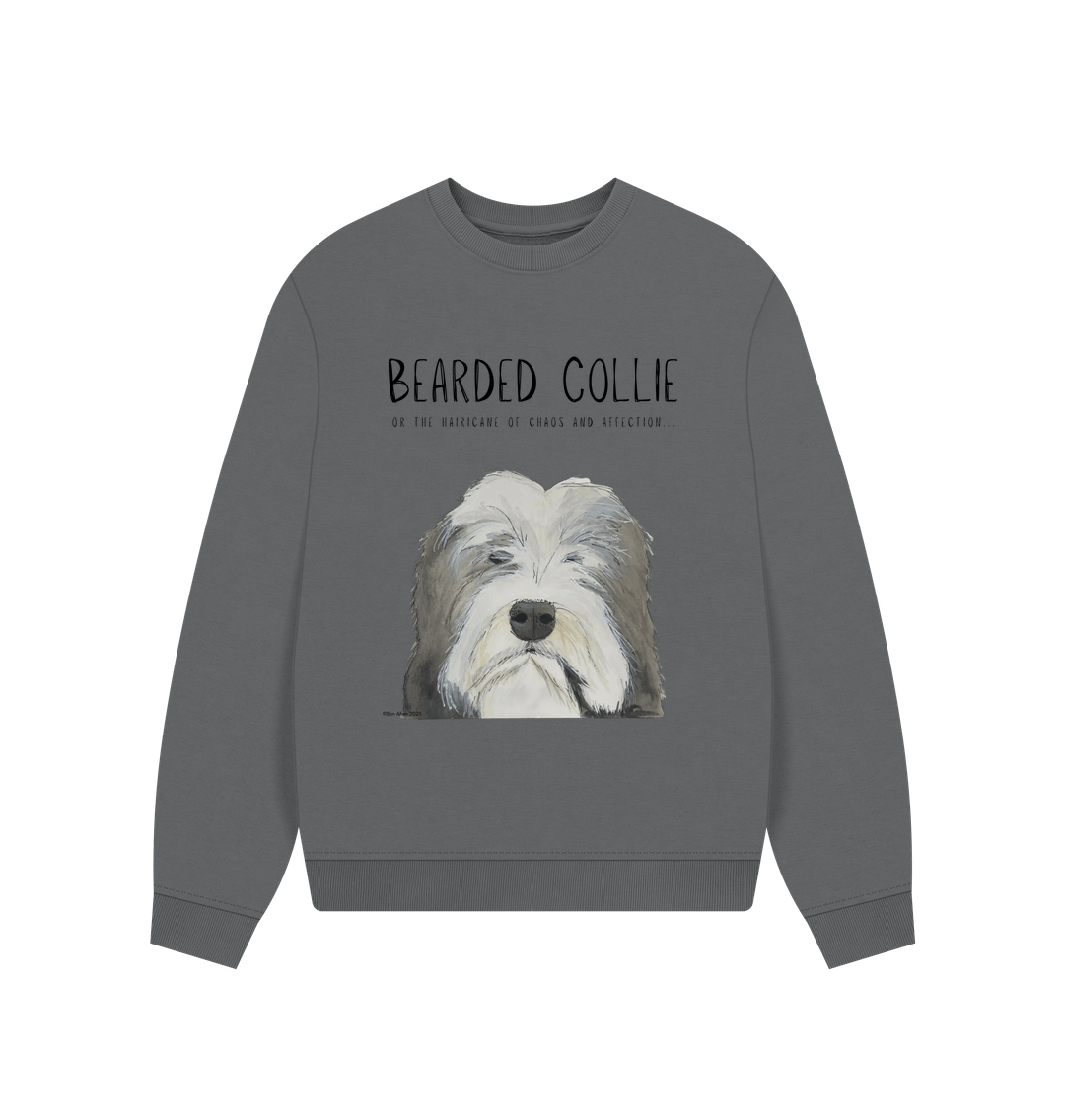 Hairicane of Cozy Chaos – Bearded Collie Oversized Sweatshirt