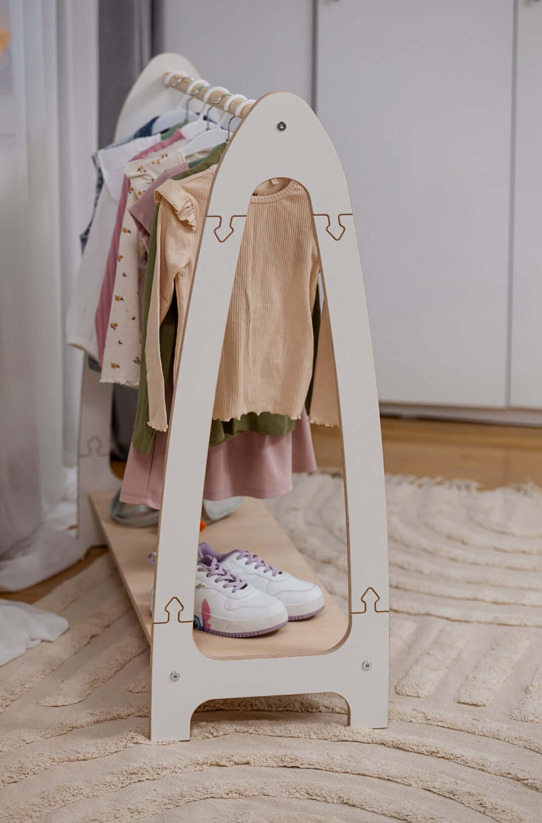 Large White Arched Clothing Rack for Kids
