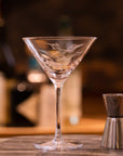 A Pair of Crystal Martini Glasses with Fern Design