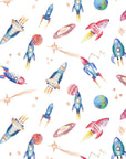 Watercolour Space Wallpaper | Rockets, Planets & Stars