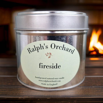 Luxury fireside scented candle with rich molasses, black treacle, roasted chestnut, spicy clove, benzoin resin, and warm leather notes, hand-poured in England by Ralph's Orchard at brixbailey.com