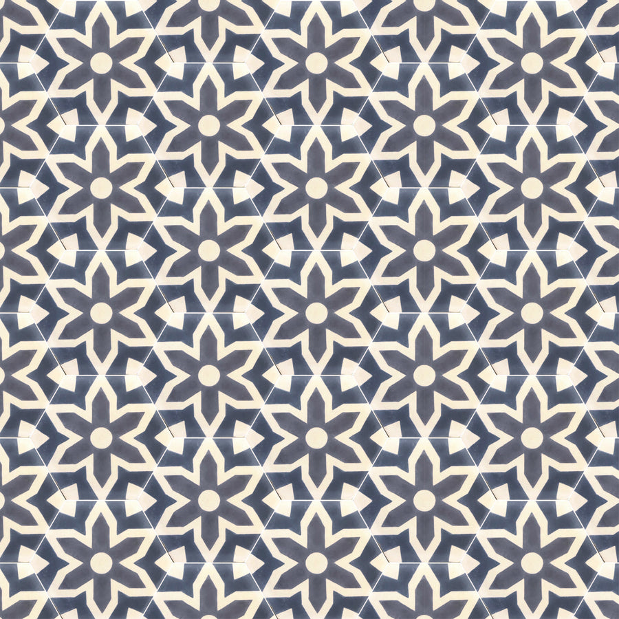 Luxury grey hex cement floor tiles, premium fleur mosaic design for bathroom and kitchen walls by Maria Starling Design at brixbailey.com