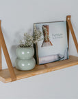 60 cm Floating Shelf with Leather Strap Detail