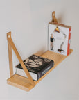 Floating Wooden Shelf with Leather Straps 70 cm