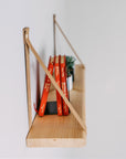 60 cm Floating Shelf with Leather Strap Detail