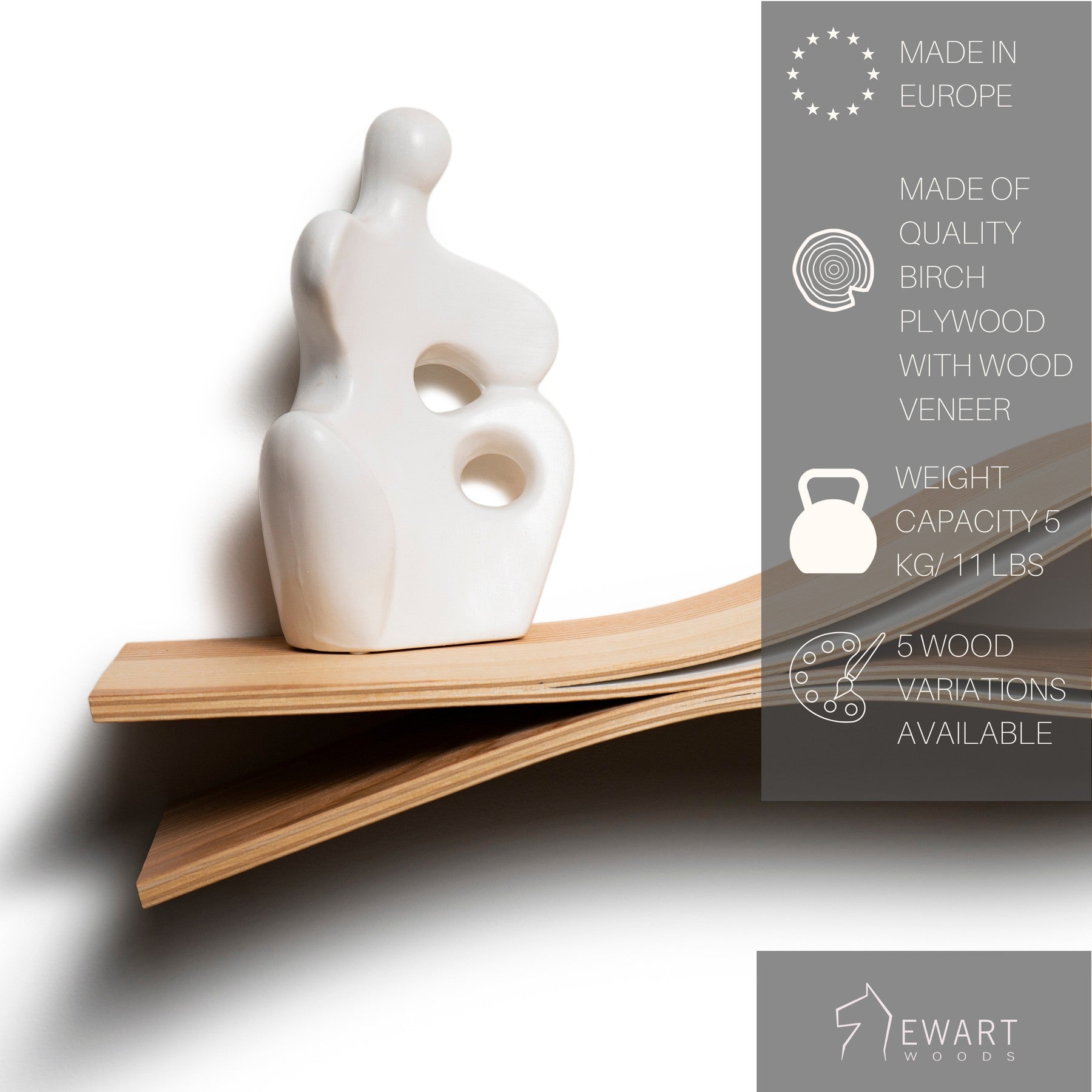 Floating Wooden Fish Shape Wall Shelf