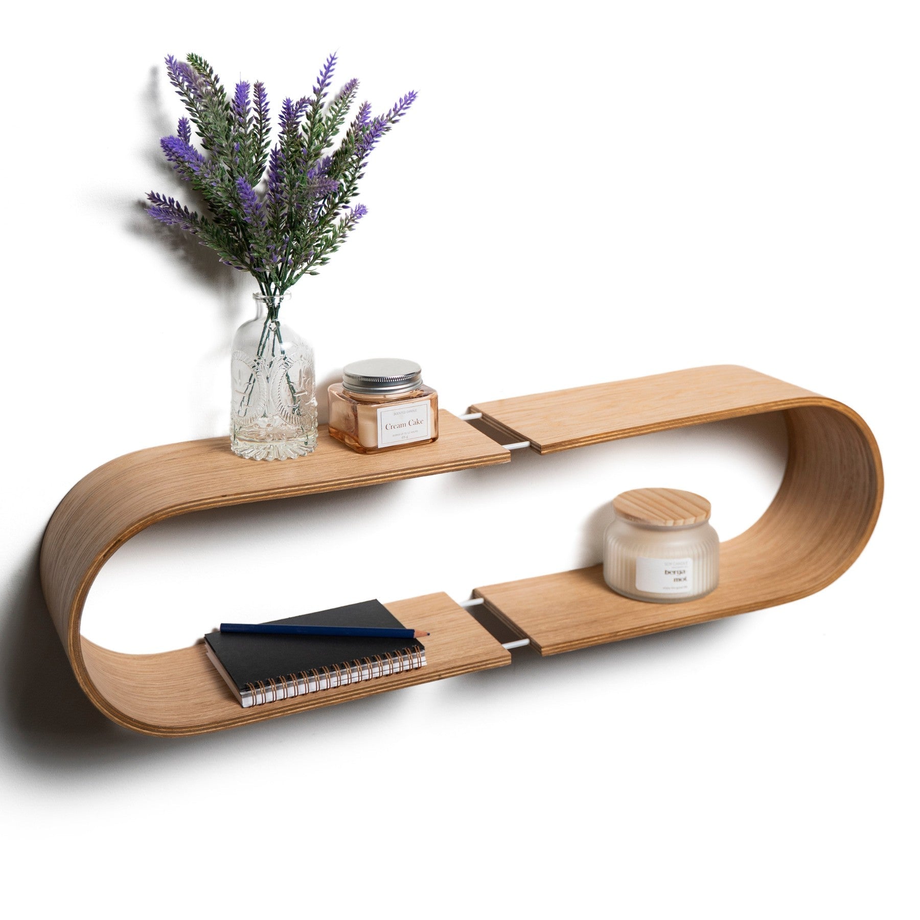 Floating Oval Wooden Wall Shelf