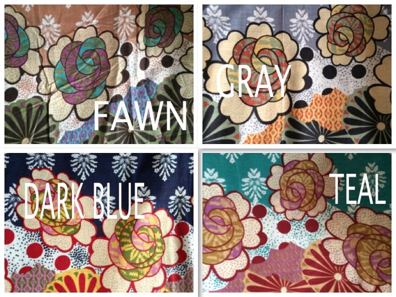 Blue Floral Bordered V-Neck Button Down to Waist, Ankle Length, Cinched Waist Caftan-2