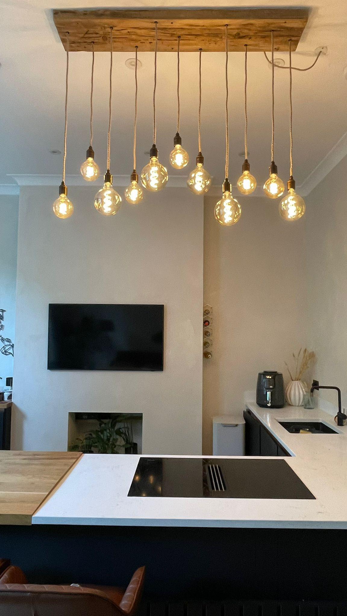 Flush Mount Long Drop Cluster Pendant Light