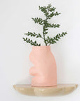 Large Pink Ceramic Vase with Flowing Design