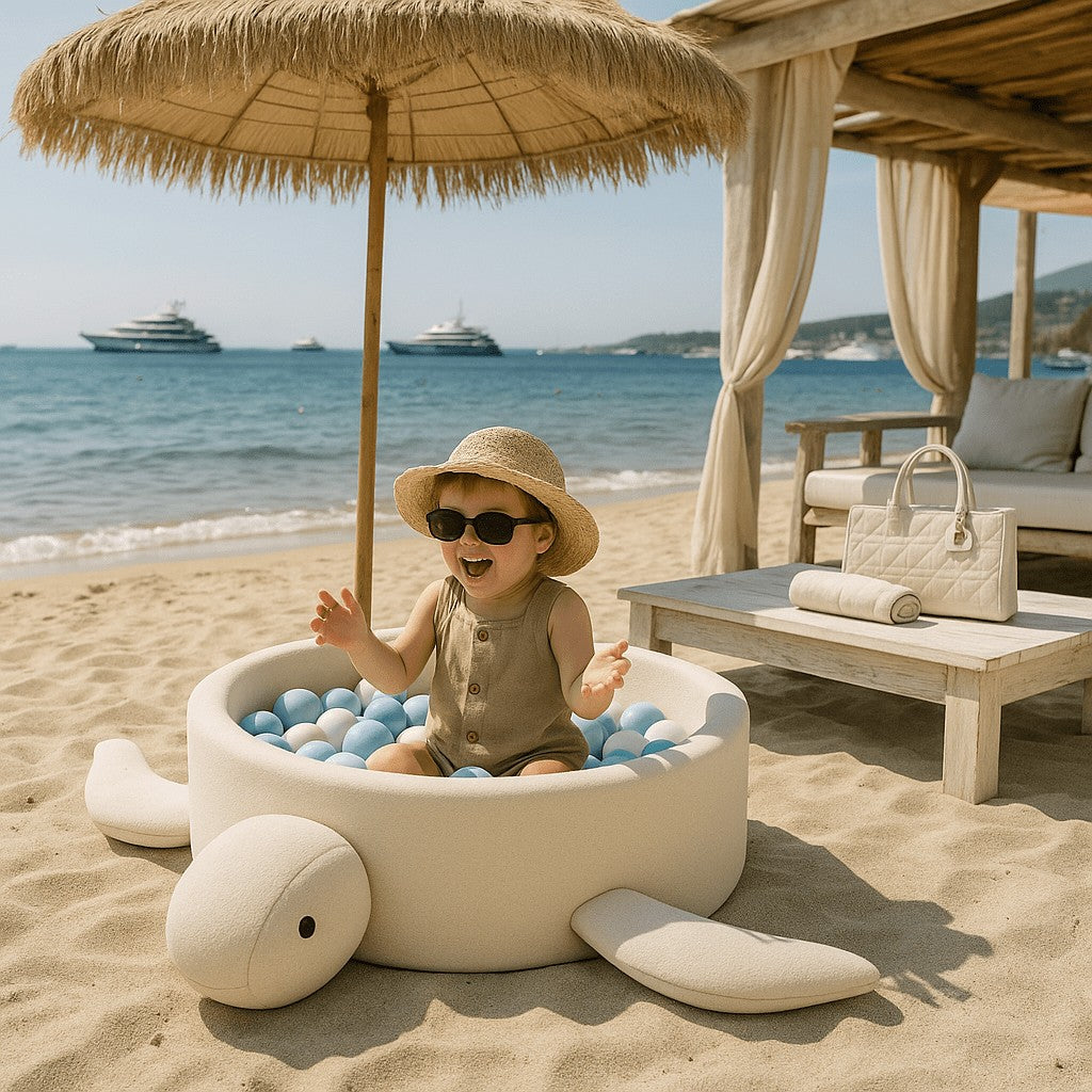 Foam Baby Ball Pit in Turtle Boucle