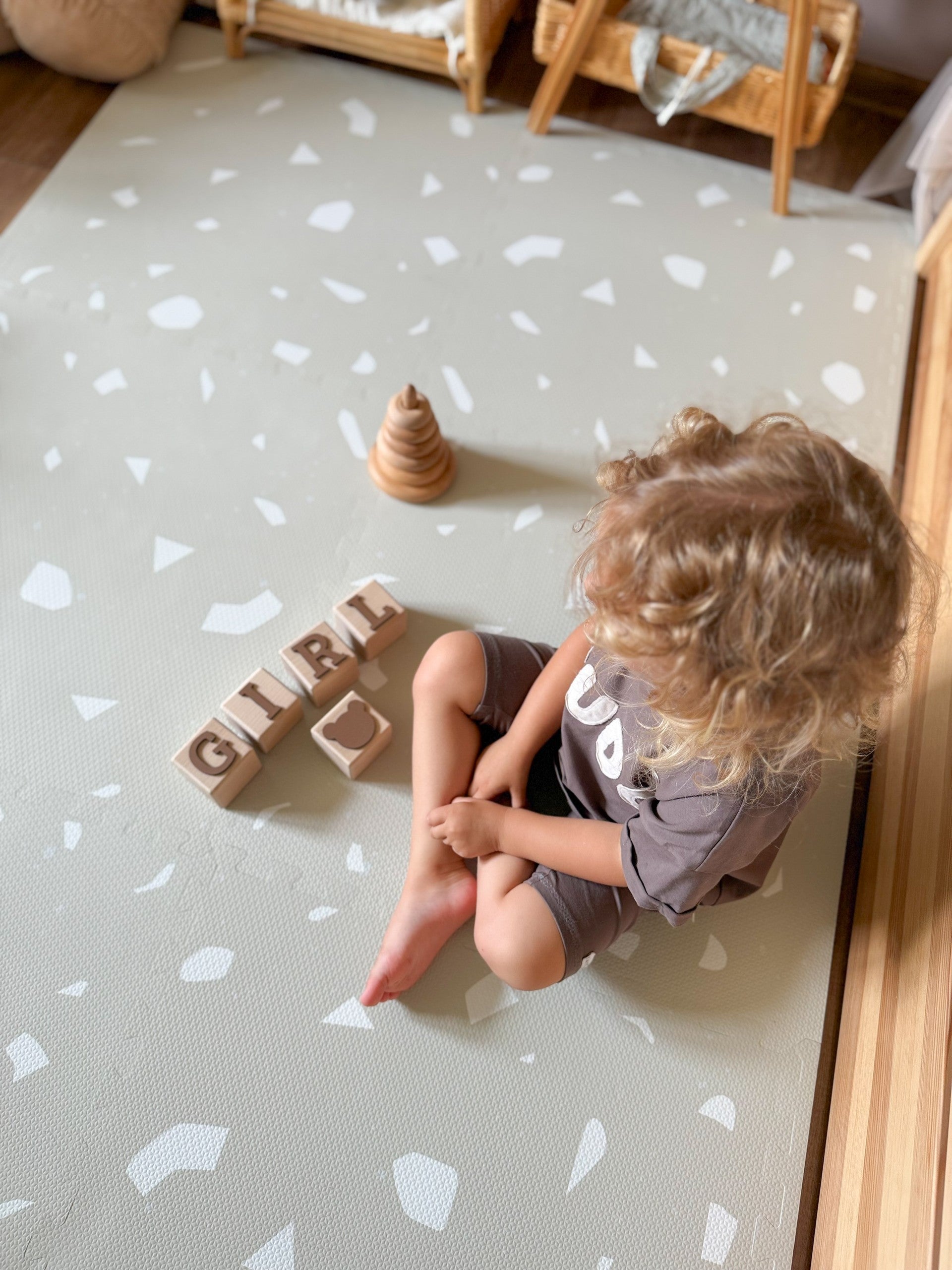 Foam Puzzle Playmat in Terrazzo Dove