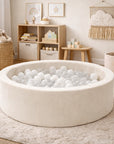 Foam Round Ball Pit 90x30cm - Beige, 200 White Balls