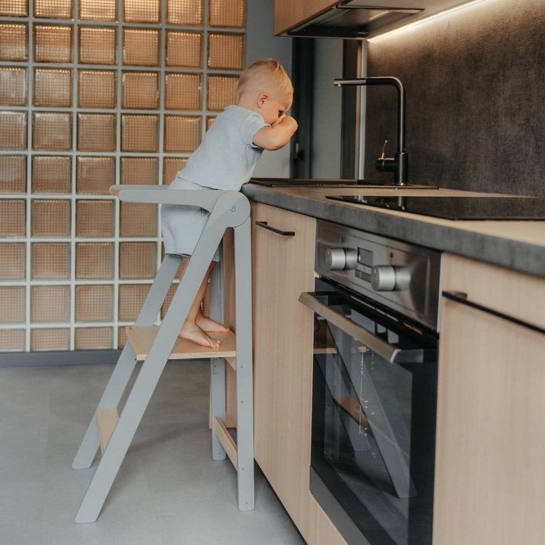 Foldable Kitchen Helper Tower with Safety Rail