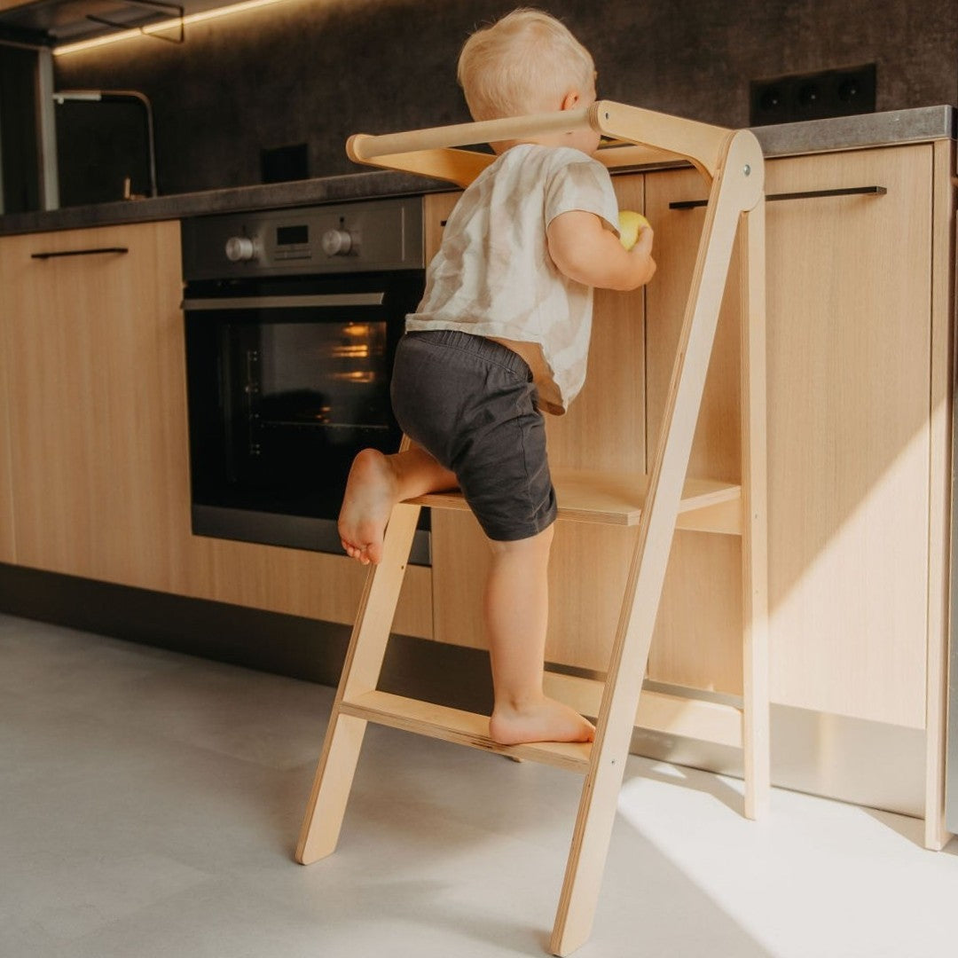 Foldable Kitchen Helper Tower with Safety Rail