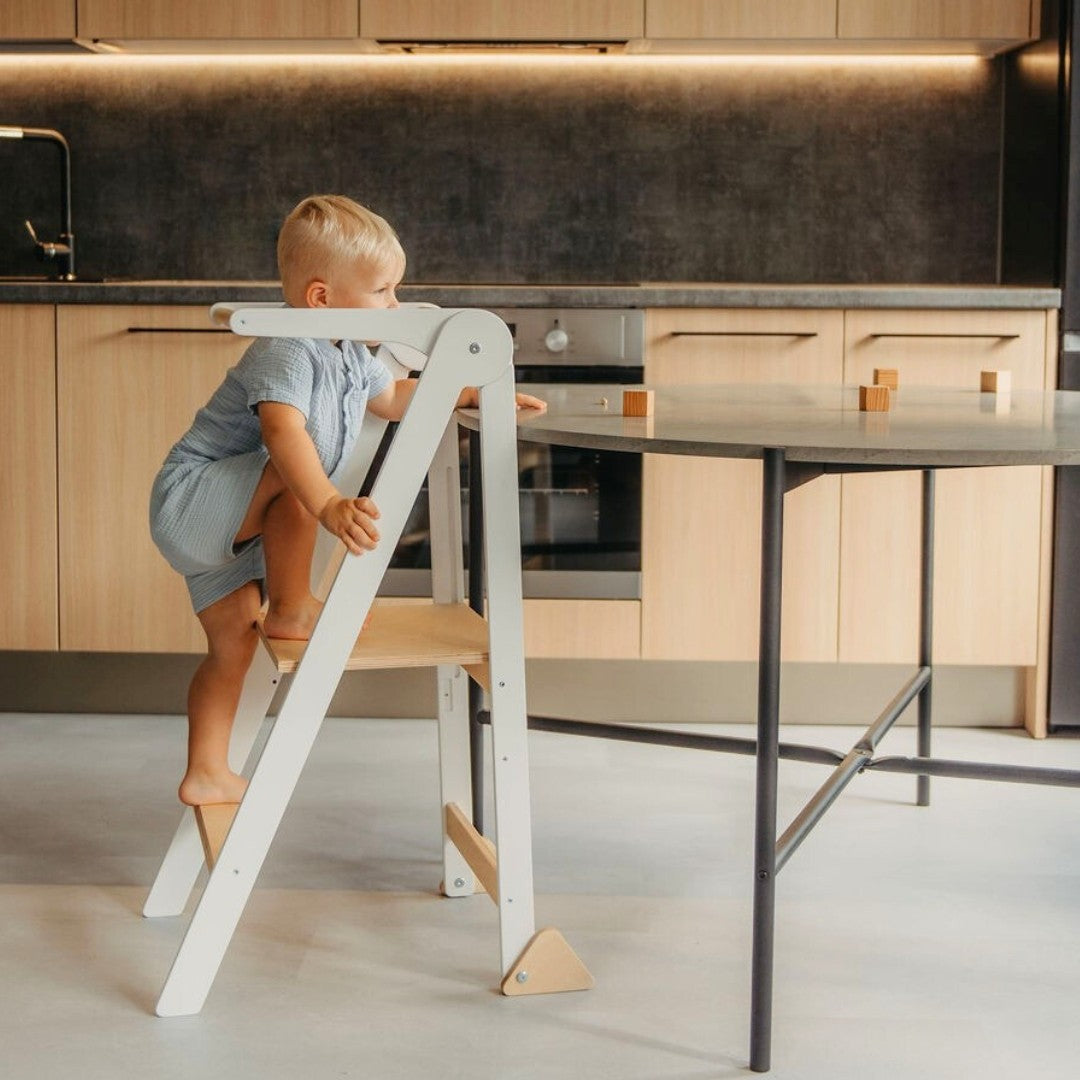 Foldable Kitchen Helper Tower with Safety Rail