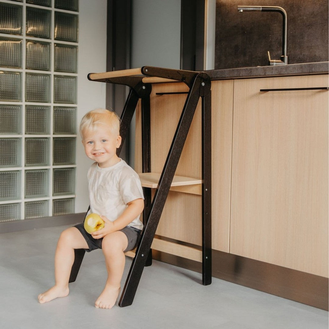 Foldable Kitchen Helper Tower with Safety Rail