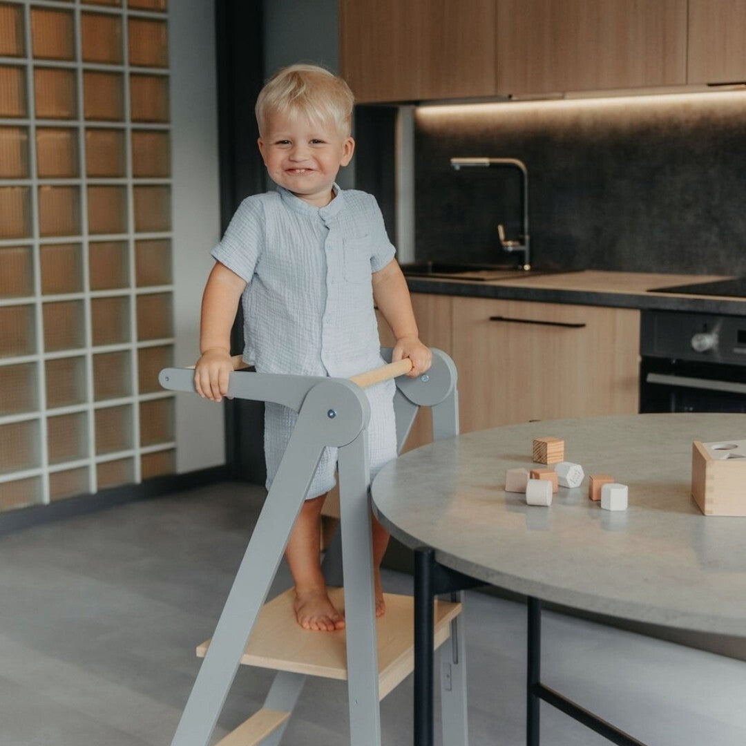 Foldable Kitchen Helper Tower with Safety Rail