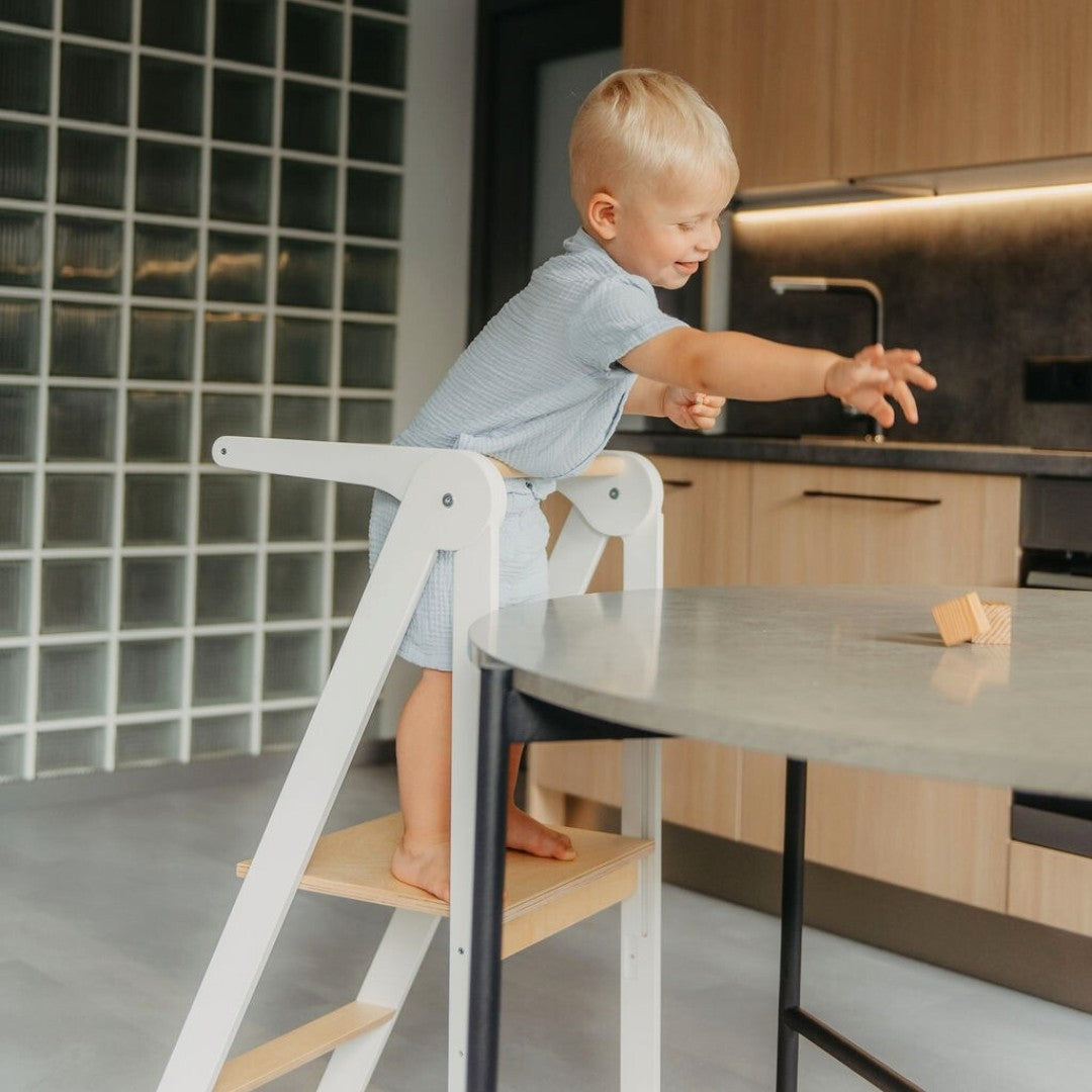 Foldable Kitchen Helper Tower with Safety Rail