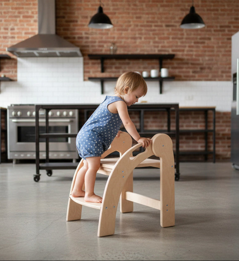 Foldable Montessori Kitchen Step Stool-1