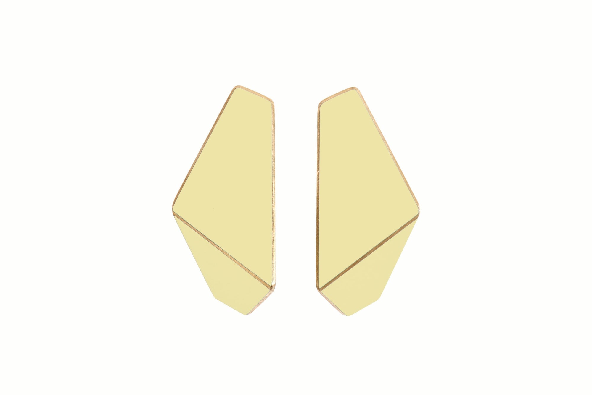Folded Slim Drop Earrings in Brass and Silver