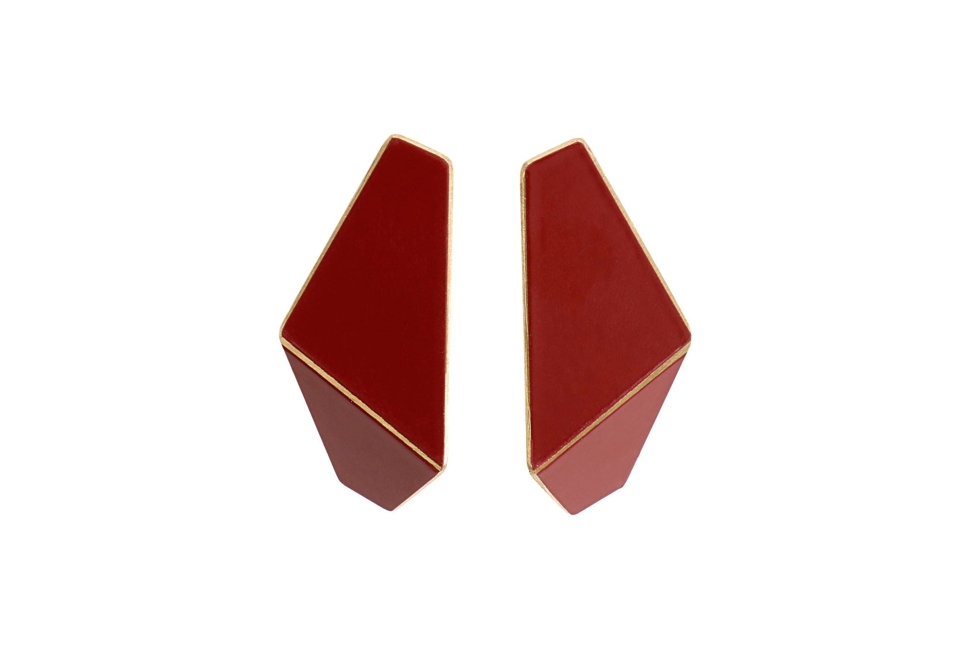 Folded Slim Drop Earrings in Brass and Silver