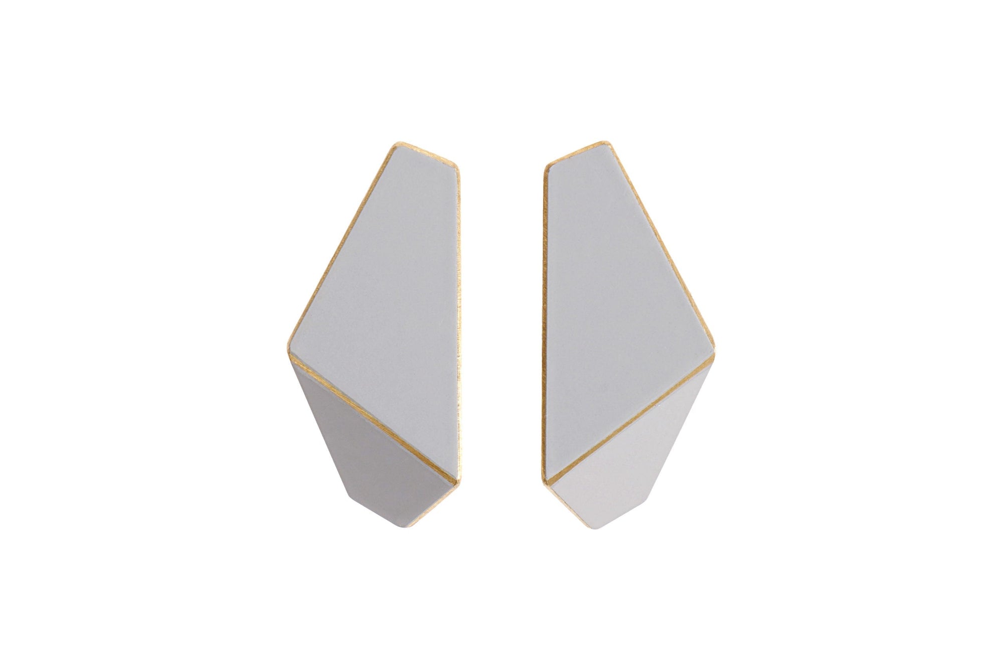 Folded Slim Drop Earrings in Brass and Silver