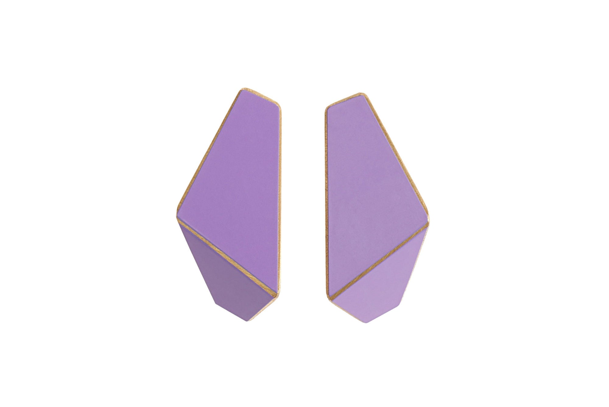Folded Slim Drop Earrings in Brass and Silver