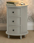 Grey Round Side Table with Three Drawers