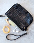 POUCH Wallet with Wrist Strap - Black Alligator