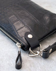 Black Alligator Wallet with Wrist Strap