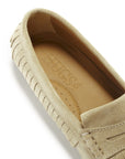 Women's Fringed Driving Loafers, taupe suede