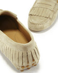 Women's Fringed Driving Loafers, taupe suede