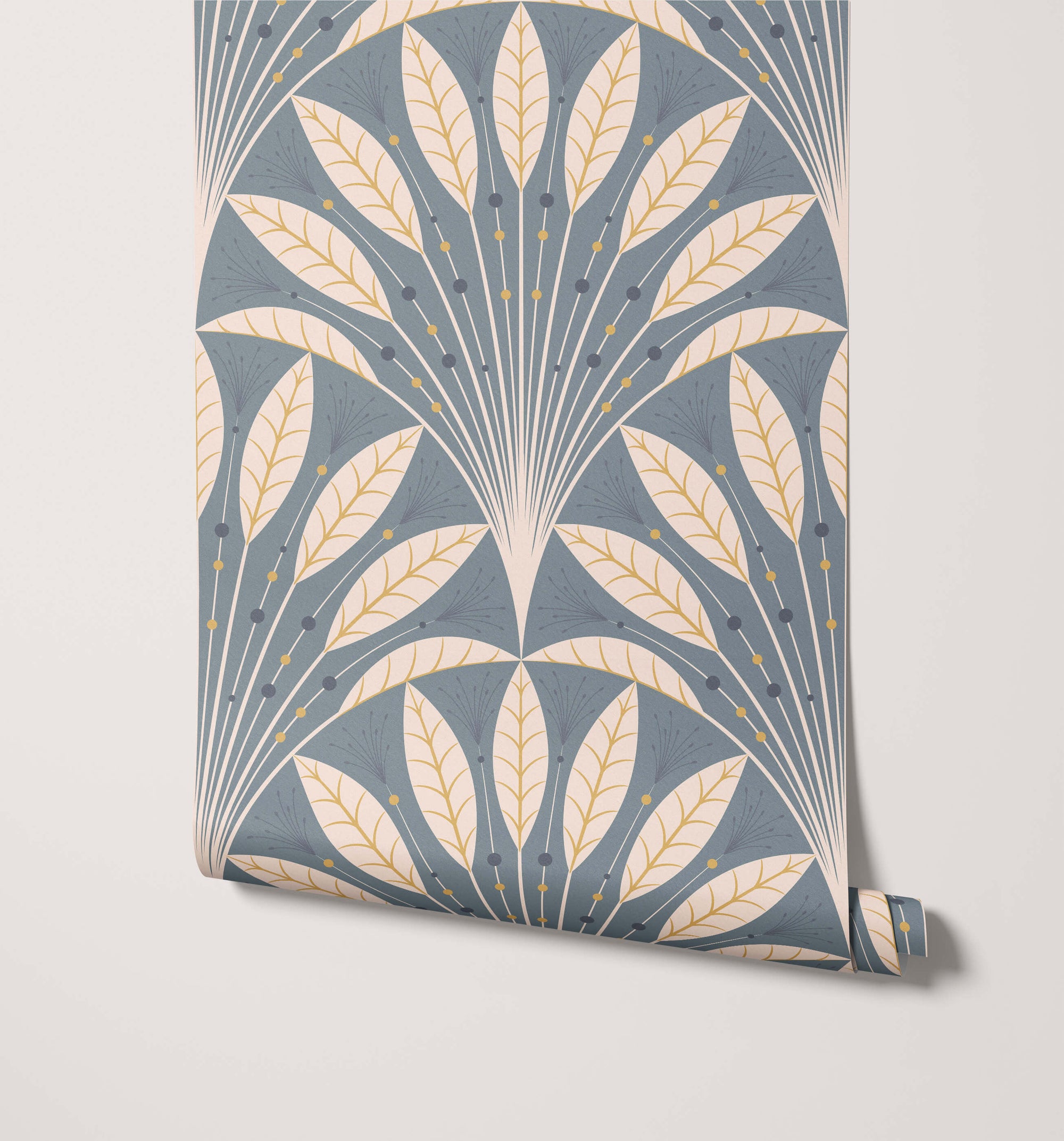 Frond Art Deco Wallpaper in Rich Jewel Tones