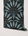 Frond Art Deco Wallpaper in Rich Jewel Tones