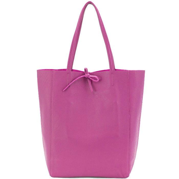 Fuchsia Pebbled Leather Tote Shopper - Brix + Bailey
