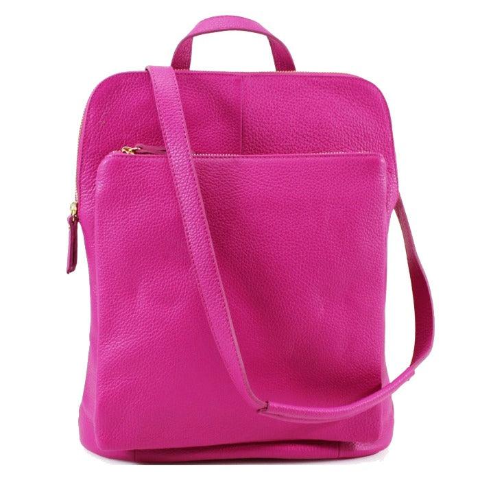 Fuchsia Pocket Ethical Leather Backpack