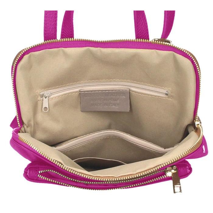 Fuchsia Pebbled Leather Backpack – Versatile &amp; Fashionable by Sostter at brixbailey.com