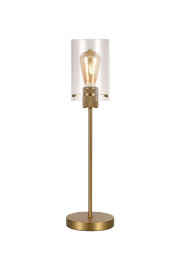 Fulham table lamp, elegant cylindrical glass shade, antiqued bronze circular base, polished brass, classic luxury home decor by Ella James at brixbailey.com