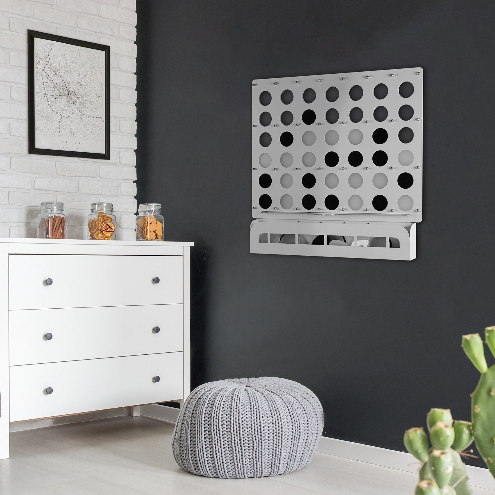 White Four in a Row Wall Game