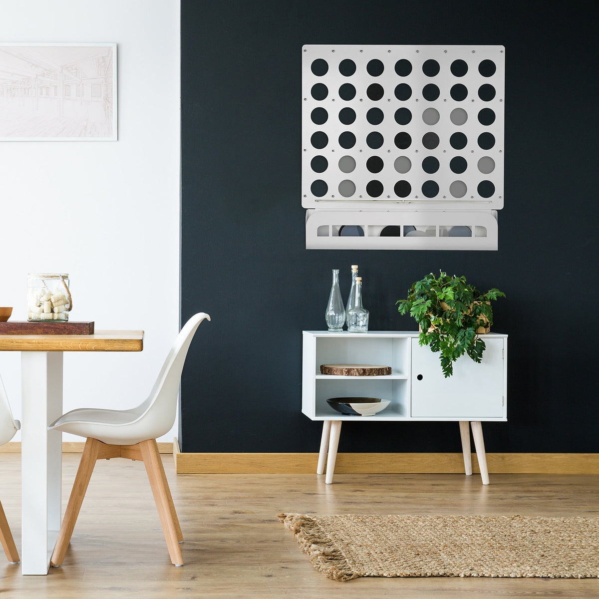 White Four in a Row Wall Game