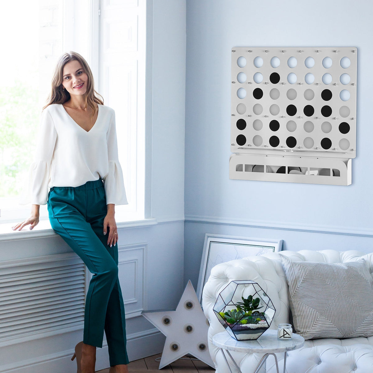 White Four in a Row Wall Game