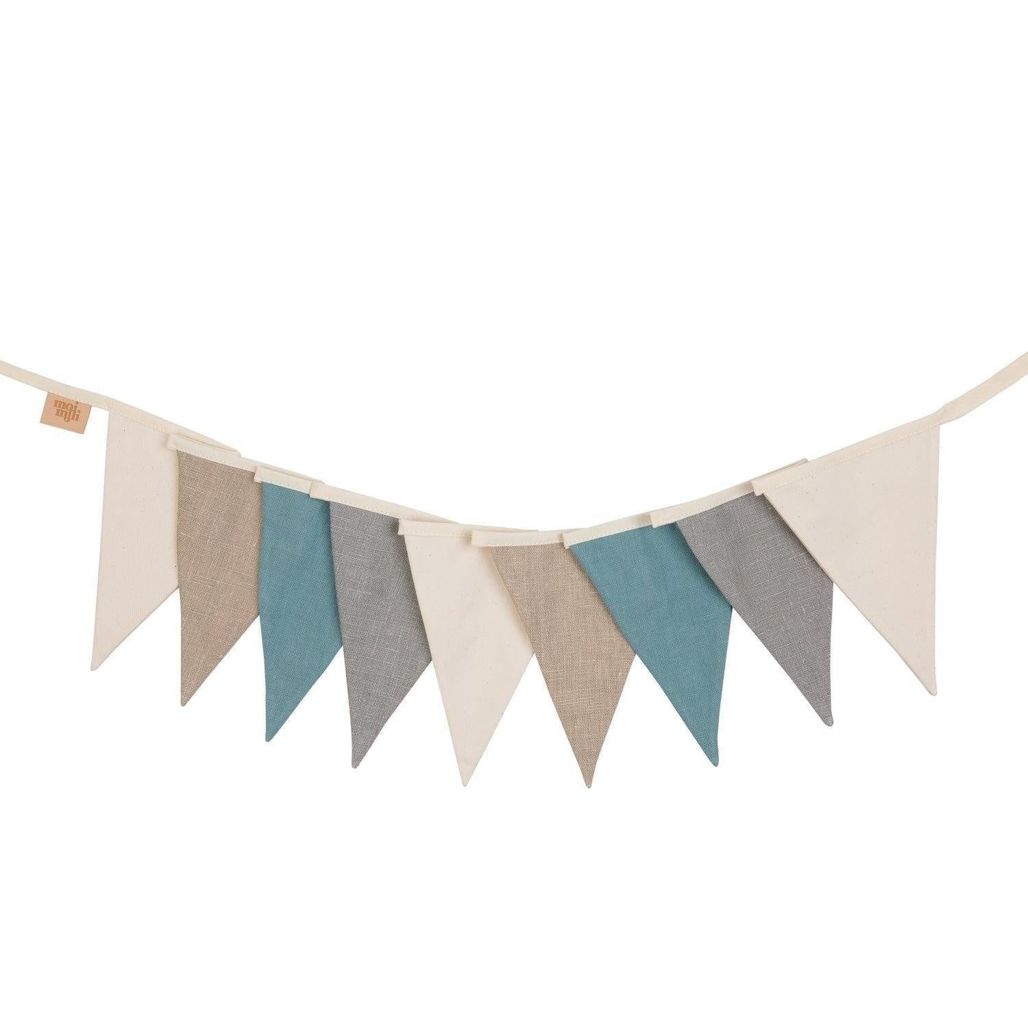 Cream Grey and Teal Linen Garland