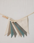 Cream Grey and Teal Linen Garland