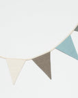 Cream Grey and Teal Linen Garland