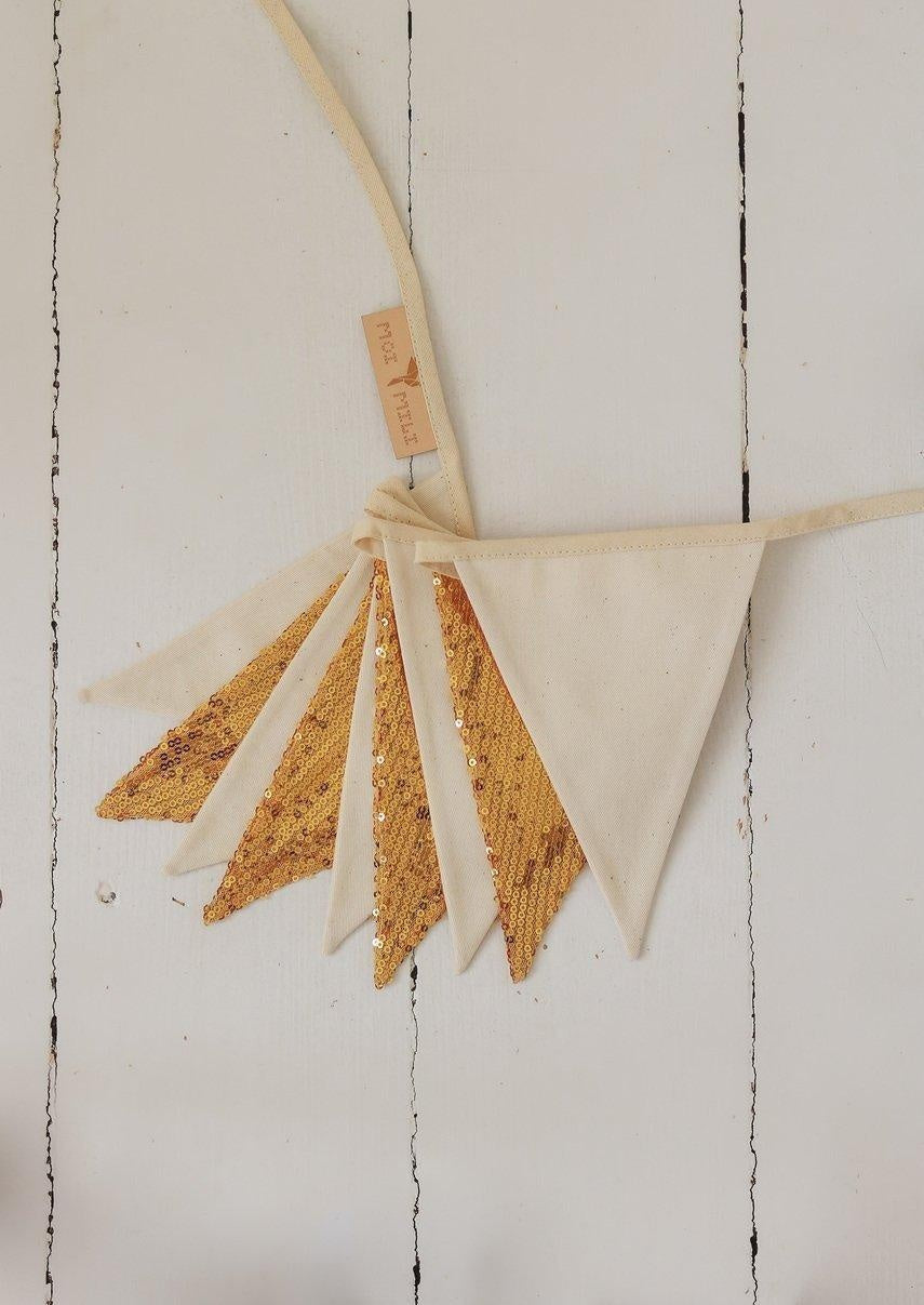 Gold and Beige Sequin Garland for Kids Room Décor