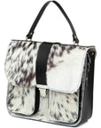 NEW Ivory Calf Hair Leather Top Handle Bag