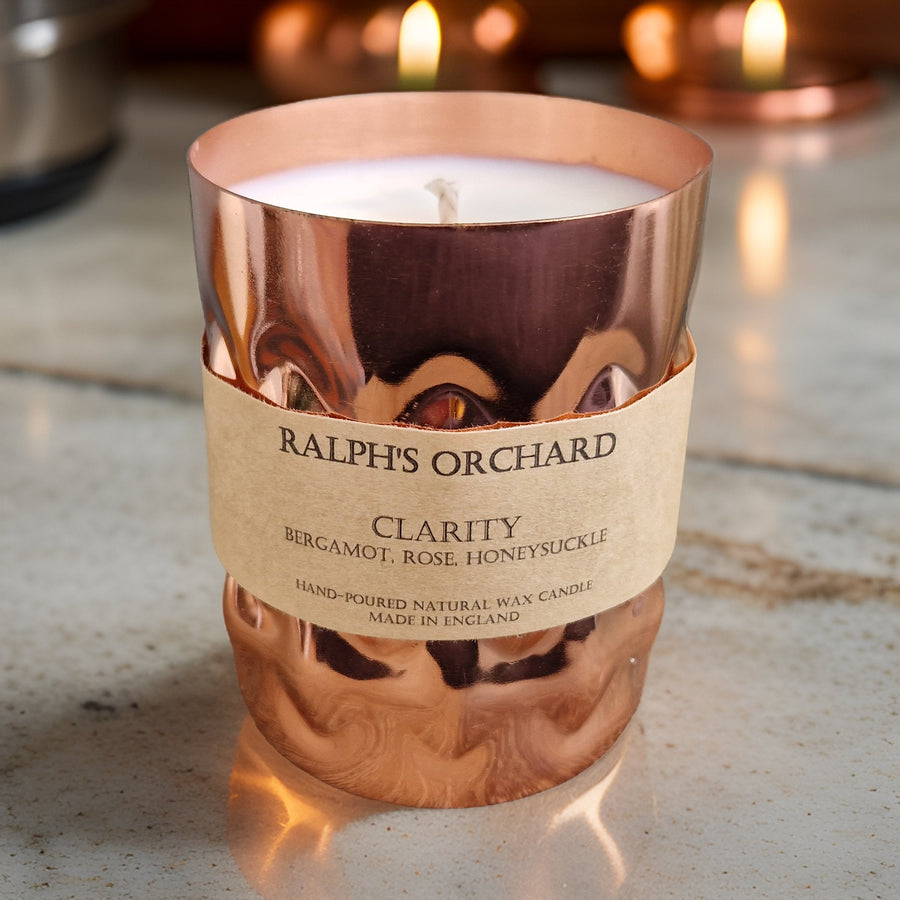Premium copper tin candles, elegant hand-poured soy candles in luxury scents, cruelty-free eco-friendly home decor by Ralph's Orchard at brixbailey.com