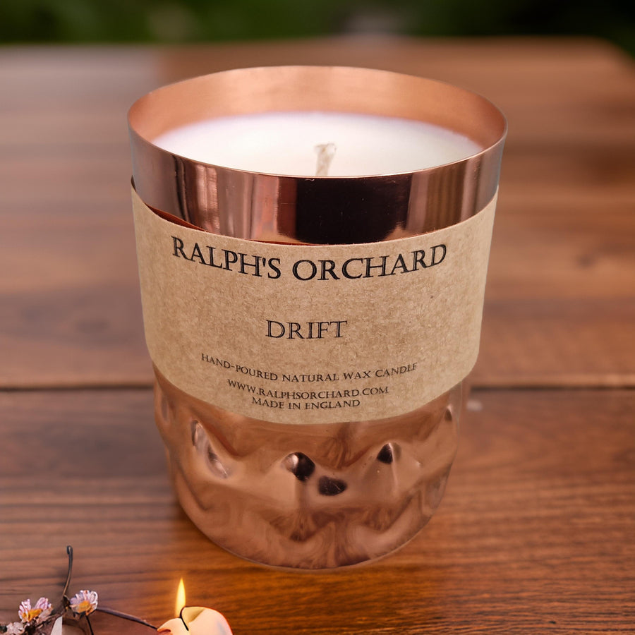 Premium Drift Seaside Candle, luxury jasmine and heliotrope coastal fragrance, hand-poured in England, cruelty-free, eco-friendly by Ralph's Orchard at brixbailey.com